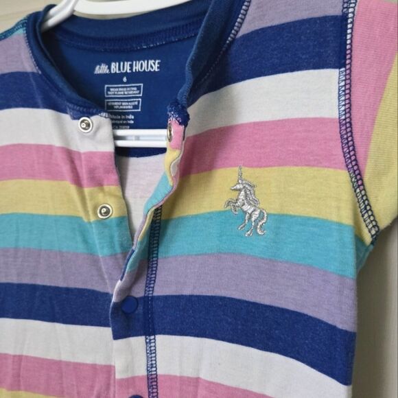 Little Blue House Striped Unicorn Pajama Size 6 M - Picture 2 of 4
